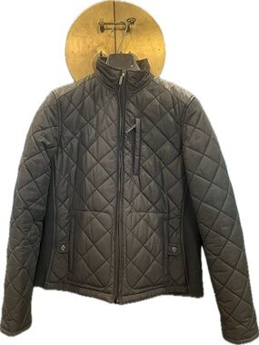 Lauren Ralph Lauren Black Quilted Leather-Trim Jacket
